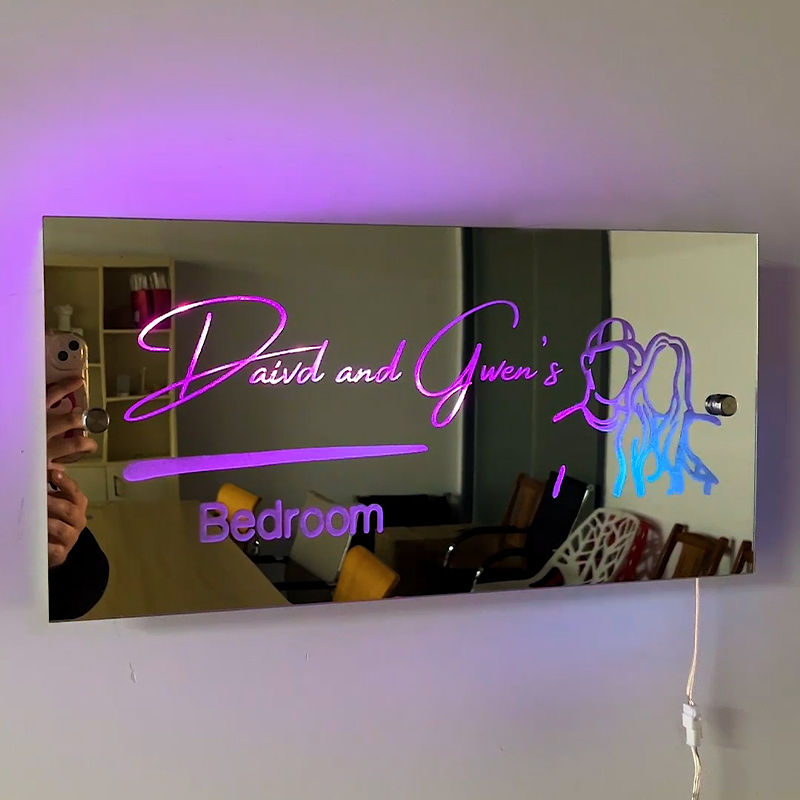 Personalized customized couple room photo mirror lamp